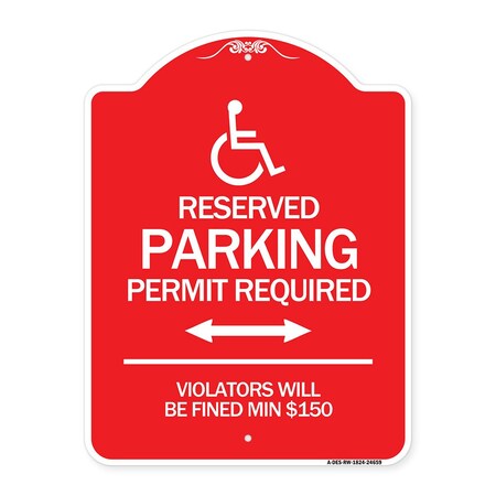 Signmission Connecticut Reserved Parking Permit Required Violators Fined Min $150 Alum, 18" x 24", RW-1824-24659 A-DES-RW-1824-24659